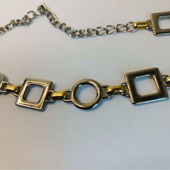 Gold and Silver Geometric Link Chain Belt - Picture 2 of 2